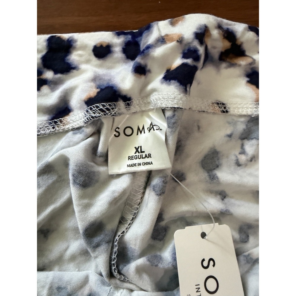 NWT Soma Women's Cool Nights Navy Blue Long Sleeve Top And Print Bottoms Sz XL - Picture 8 of 10
